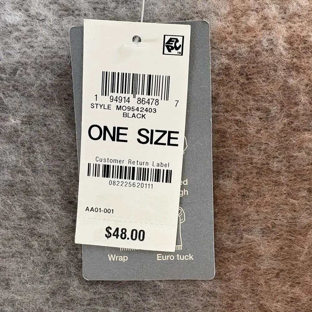 New On 34th Classic Large Check Supersoft Wrap Scarf Gray, Brown, Lavender